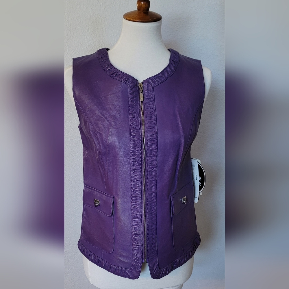 Peter Ngyard Purple Front Zipper Small Vest NWT